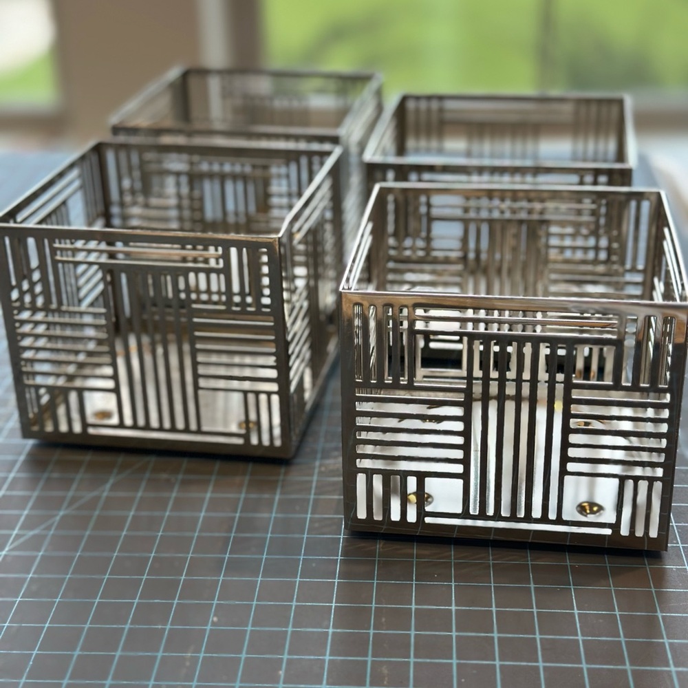 4 Geometric Silver Candle Holders from bath and body works